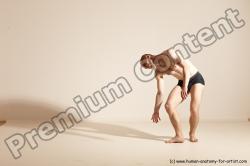 Underwear Gymnastic poses Man White Slim Bald Brown Dancing Dynamic poses Academic